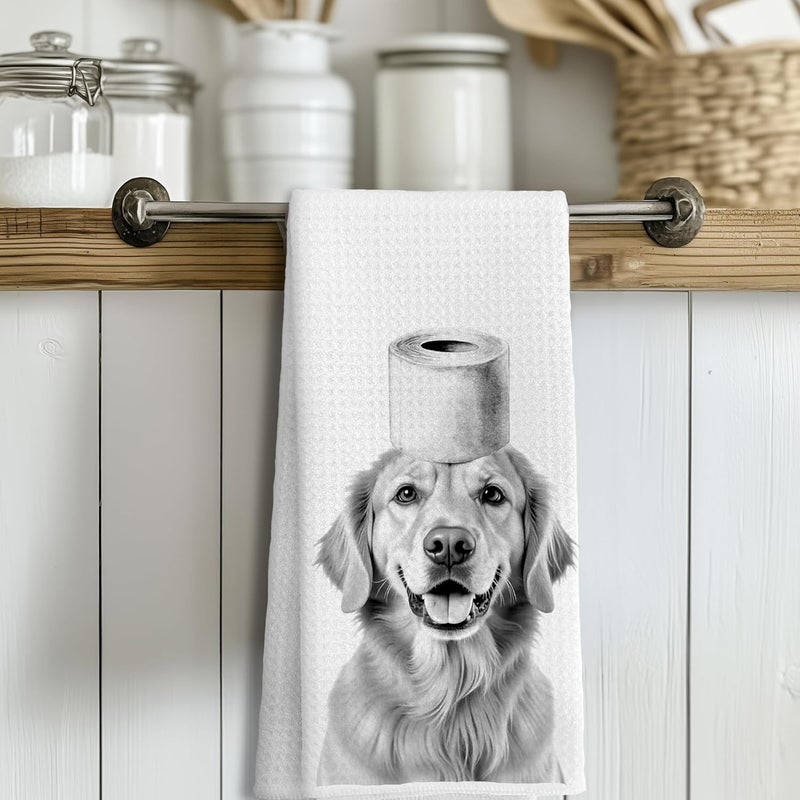 LUKIPOM Golden Retriever Gifts Hand Towels, Golden Retriever Gifts for Women Men,Dog Bathroom Decor, Funny Bathroom Hand Towels, 16x24 Inches - Image 3